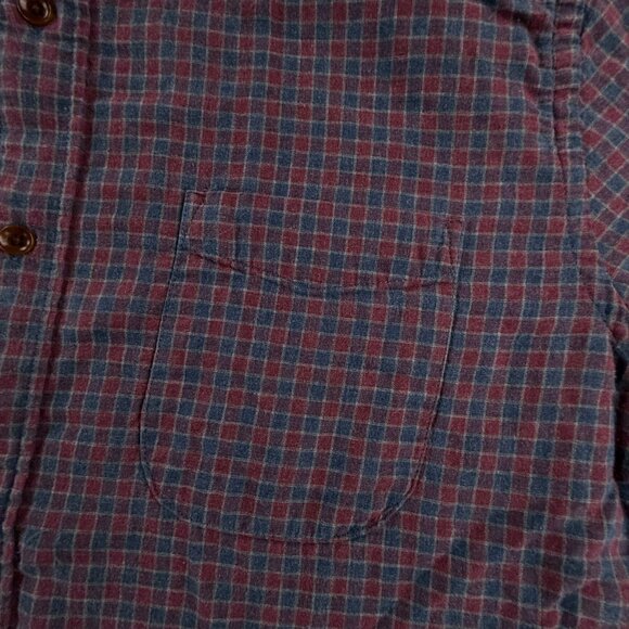 Faherty Flannel Soft Red Blue Check Button Up Shirt Long Sleeve Medium Cotton - Picture 9 of 15